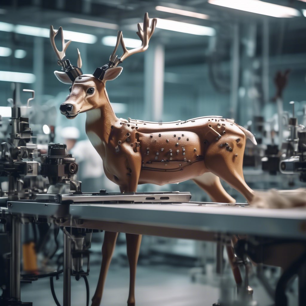 Another photo of a deer on an assembly line